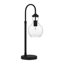 Bakerston 23 .5 in. Matte Black Table Lamp with Clear Glass Shade by Home Decorators Collection