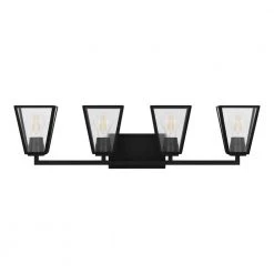 Mackenzie Place 30 in. 4-Light Matte Black Bathroom Vanity Light with Clear Glass Shades by Home Decorators Collection -Outlet Home Decorators Collection Store matte black home decorators collection vanity lighting 1030hdcmbdi 76 1000