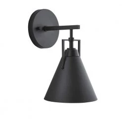Insdale 1-Light Matte Black Modern Industrial Bathroom Vanity Light with Black Metal Shade by Home Decorators Collection -Outlet Home Decorators Collection Store matte black home decorators collection vanity lighting 4000301 112 40 1000