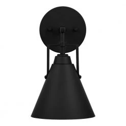 Insdale 1-Light Matte Black Modern Industrial Bathroom Vanity Light with Black Metal Shade by Home Decorators Collection