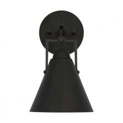Insdale 1-Light Matte Black Modern Industrial Bathroom Vanity Light with Black Metal Shade by Home Decorators Collection -Outlet Home Decorators Collection Store matte black home decorators collection vanity lighting 4000301 112 77 1000