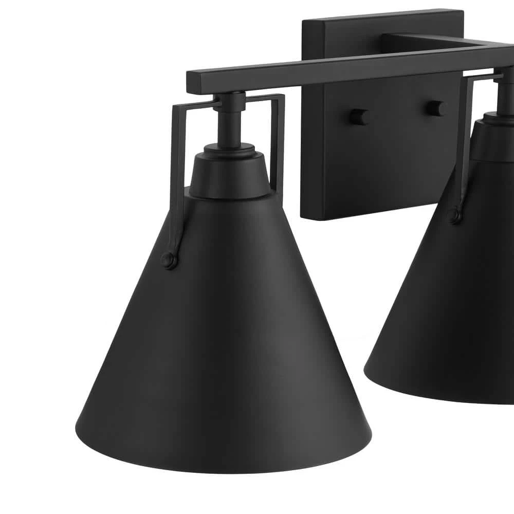 Insdale 3-Light Matte Black Modern Industrial Bathroom Vanity Light with Metal Shades by Home Decorators Collection 6 Insdale 3-Light Matte Black Modern Industrial Bathroom Vanity Light with Metal Shades by Home Decorators Collection - Image 4