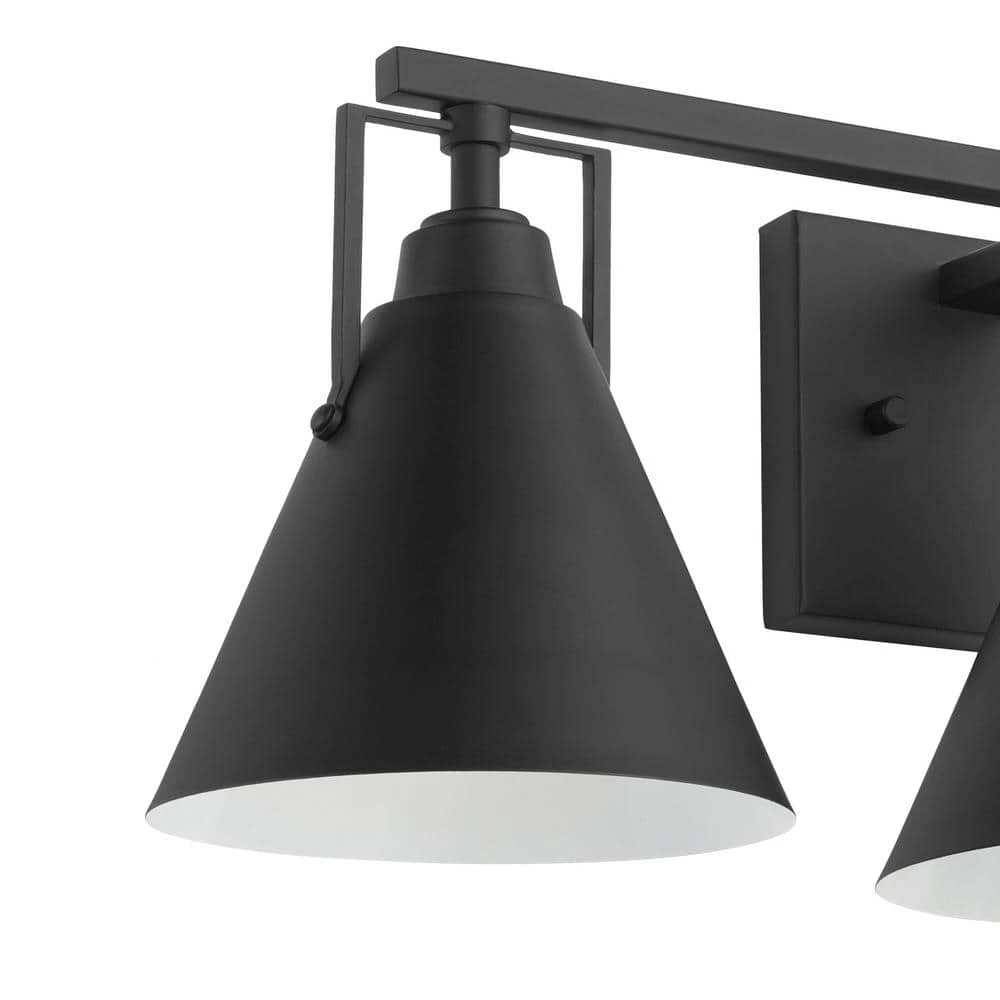 Insdale 3-Light Matte Black Modern Industrial Bathroom Vanity Light with Metal Shades by Home Decorators Collection 8 Insdale 3-Light Matte Black Modern Industrial Bathroom Vanity Light with Metal Shades by Home Decorators Collection - Image 6