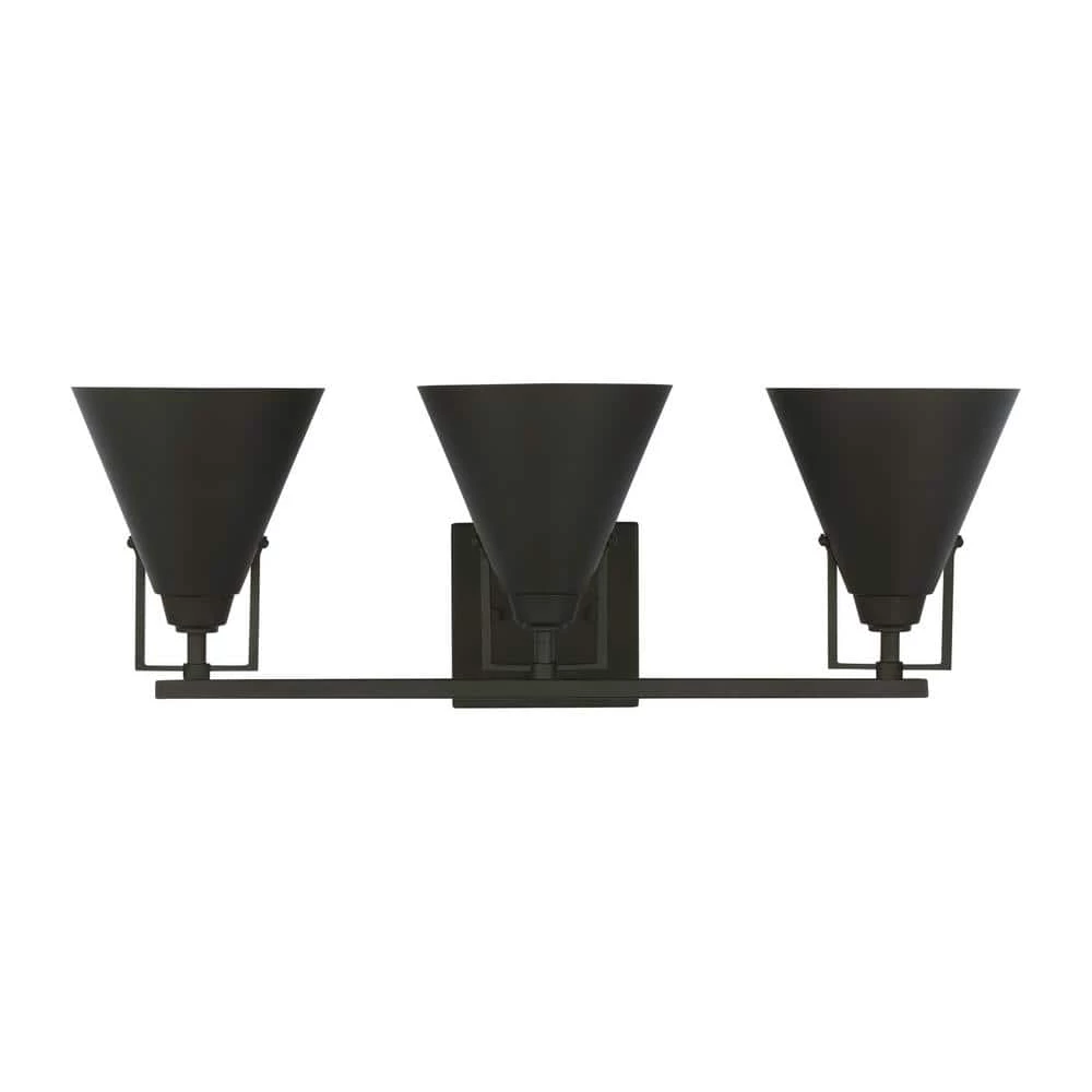 Insdale 3-Light Matte Black Modern Industrial Bathroom Vanity Light with Metal Shades by Home Decorators Collection 12 Insdale 3-Light Matte Black Modern Industrial Bathroom Vanity Light with Metal Shades by Home Decorators Collection - Image 10