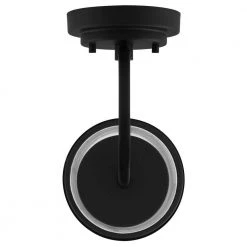 Georgina 5.75 in. 1-Light Matte Black Industrial Wall Mount Sconce Light with Clear Seeded Glass Shade by Home Decorators Collection -Outlet Home Decorators Collection Store matte black home decorators collection vanity lighting hb2627 43 1d 1000