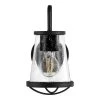 Georgina 5.75 in. 1-Light Matte Black Industrial Wall Mount Sconce Light with Clear Seeded Glass Shade by Home Decorators Collection -Outlet Home Decorators Collection Store matte black home decorators collection vanity lighting hb2627 43 64 1000