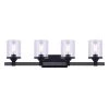 Tyson 4-Light Matte Black and Faux Wood Vanity Light with Clear Glass Shades by Home Decorators Collection -Outlet Home Decorators Collection Store matte black home decorators collection vanity lighting w597b04bkw 64 1000