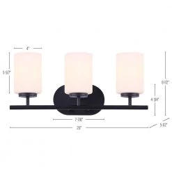 Tatum 3-Light Matte Black Vanity Light with White Opal Glass Shades by Home Decorators Collection -Outlet Home Decorators Collection Store matte black home decorators collection vanity lighting w772a03bk 40 1000