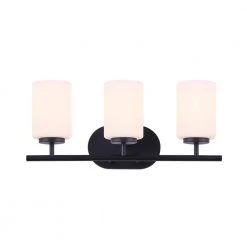 Tatum 3-Light Matte Black Vanity Light with White Opal Glass Shades by Home Decorators Collection