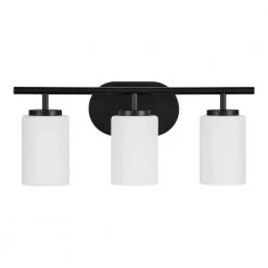 Tatum 3-Light Matte Black Vanity Light with White Opal Glass Shades by Home Decorators Collection -Outlet Home Decorators Collection Store matte black home decorators collection vanity lighting w772a03bk 66 1000