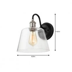 Sherman 9 in. 1-Light Black Wall Sconce with Nickel Accents and Clear Glass by Home Decorators Collection -Outlet Home Decorators Collection Store matte black home decorators collection wall sconces hd 1853 i a0 1000