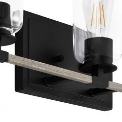 Walsh 24 in. 3-Light Matte Black Rustic Farmhouse Bathroom Vanity Light with Bleached Oak Accents and Clear Glass Shades by Home Decorators Collection -Outlet Home Decorators Collection Store matte black with bleached oak home decorators collection vanity lighting 1025hdcmbdi 66 1000