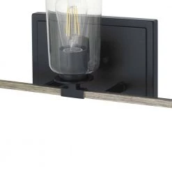 Walsh 24 in. 3-Light Matte Black Rustic Farmhouse Bathroom Vanity Light with Bleached Oak Accents and Clear Glass Shades by Home Decorators Collection -Outlet Home Decorators Collection Store matte black with bleached oak home decorators collection vanity lighting 1025hdcmbdi 76 1000