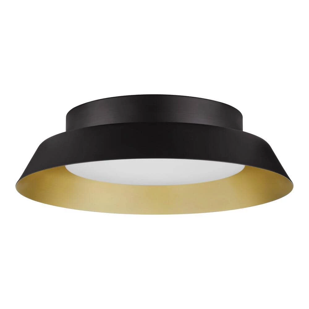 Delaney 13 in. Matte Black with Brushed Gold LED Flush Mount by Home Decorators Collection 5 Delaney 13 in. Matte Black with Brushed Gold LED Flush Mount by Home Decorators Collection - Image 3