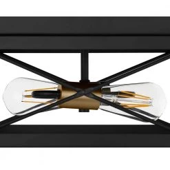 12.5 in. Harwood 2-Light Matte Black with Old Satin Brass Accents Ceiling Light Flush Mount by Home Decorators Collection -Outlet Home Decorators Collection Store matte black with old satin brass accents home decorators collection flush mount lights hb3689 43 40 1000