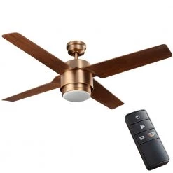 Dinton 52 in. Matte Brass Outdoor Ceiling Fan with White Color Changing Integrated LED Light Kit and Remote Control by Home Decorators Collection