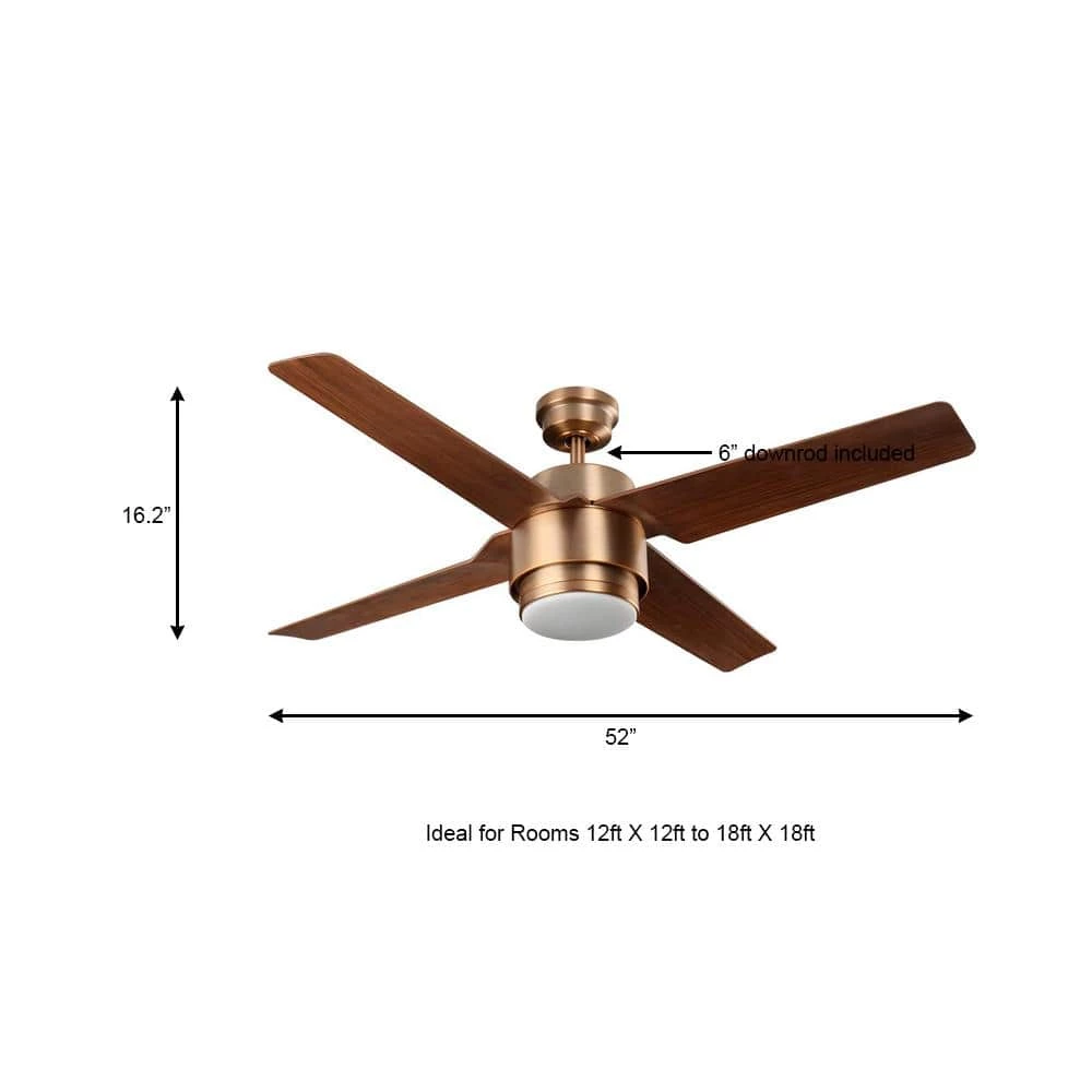 Dinton 52 in. Matte Brass Outdoor Ceiling Fan with White Color Changing Integrated LED Light Kit and Remote Control by Home Decorators Collection 5 Dinton 52 in. Matte Brass Outdoor Ceiling Fan with White Color Changing Integrated LED Light Kit and Remote Control by Home Decorators Collection - Image 3