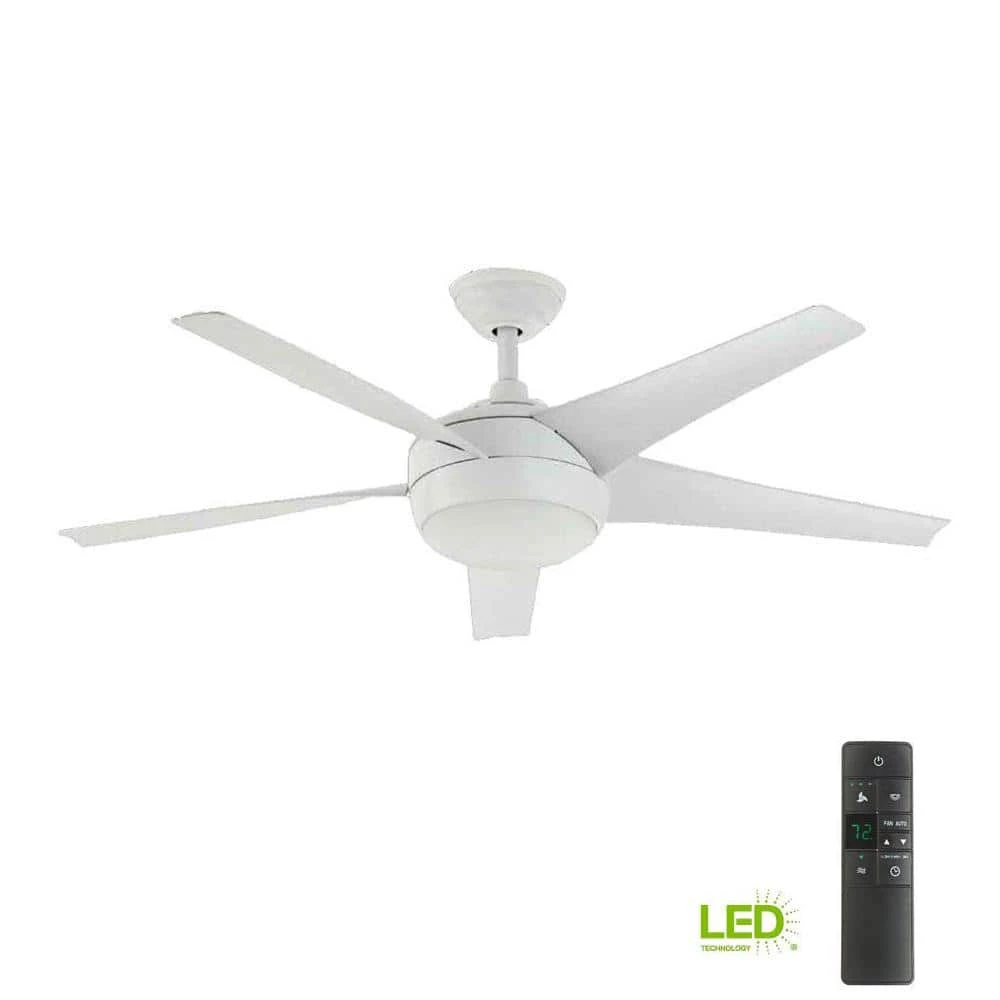 Windward IV 52 in. Indoor LED Matte White Ceiling Fan with Dimmable Light Kit, Remote Control and Reversible Motor by Home Decorators Collection 7 Windward IV 52 in. Indoor LED Matte White Ceiling Fan with Dimmable Light Kit, Remote Control and Reversible Motor by Home Decorators Collection - Image 5