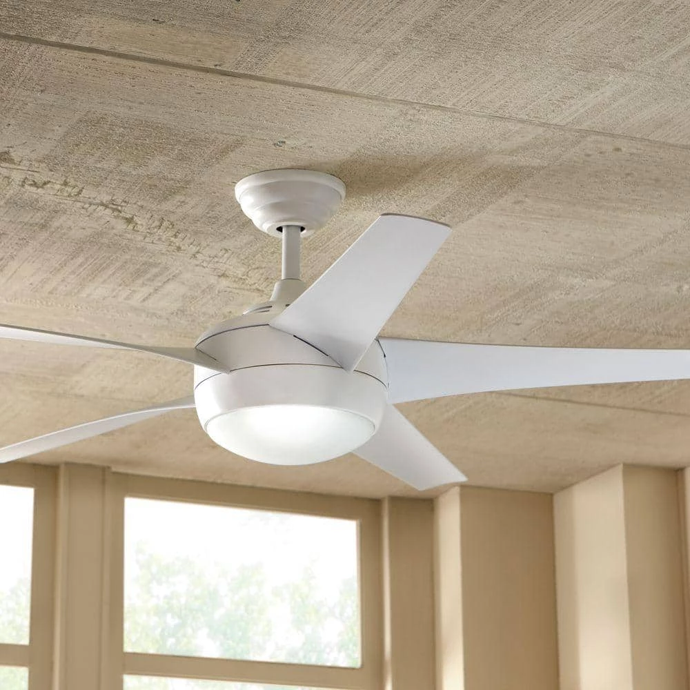 Windward IV 52 in. Indoor LED Matte White Ceiling Fan with Dimmable Light Kit, Remote Control and Reversible Motor by Home Decorators Collection 4 Windward IV 52 in. Indoor LED Matte White Ceiling Fan with Dimmable Light Kit, Remote Control and Reversible Motor by Home Decorators Collection - Image 2