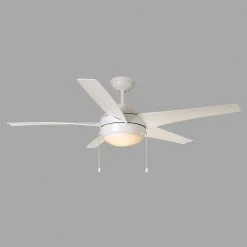 Windward 52 in. Integrated LED Indoor/Outdoor Matte White Ceiling Fan with Light Kit by Home Decorators Collection