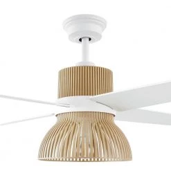Savannah 52 in. Indoor LED Matte White Dry Rated Ceiling Fan with 4 Reversible Blades, Light Kit and Remote Control by Home Decorators Collection -Outlet Home Decorators Collection Store matte white home decorators collection ceiling fans with lights 52027 66 1000