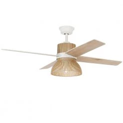 Savannah 52 in. Indoor LED Matte White Dry Rated Ceiling Fan with 4 Reversible Blades, Light Kit and Remote Control by Home Decorators Collection -Outlet Home Decorators Collection Store matte white home decorators collection ceiling fans with lights 52027 76 1000