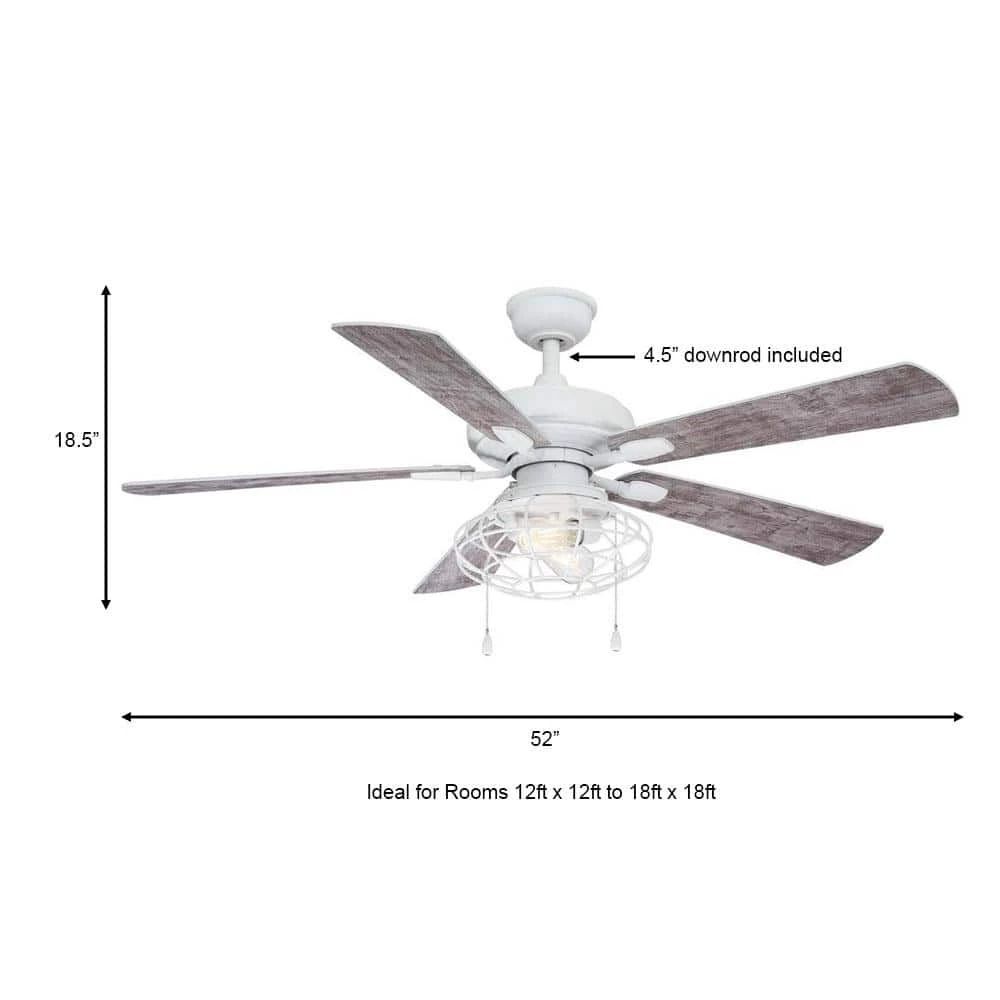 Ellard 52 in. Matte White LED Smart Ceiling Fan with Light and Hubspace Remote Control works with Google and Alexa by Home Decorators Collection 5 Ellard 52 in. Matte White LED Smart Ceiling Fan with Light and Hubspace Remote Control works with Google and Alexa by Home Decorators Collection - Image 3