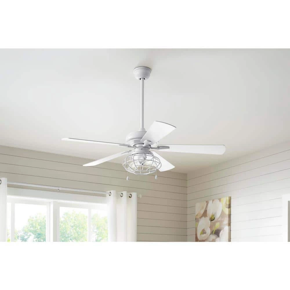 Ellard 52 in. Matte White LED Smart Ceiling Fan with Light and Hubspace Remote Control works with Google and Alexa by Home Decorators Collection 4 Ellard 52 in. Matte White LED Smart Ceiling Fan with Light and Hubspace Remote Control works with Google and Alexa by Home Decorators Collection - Image 2