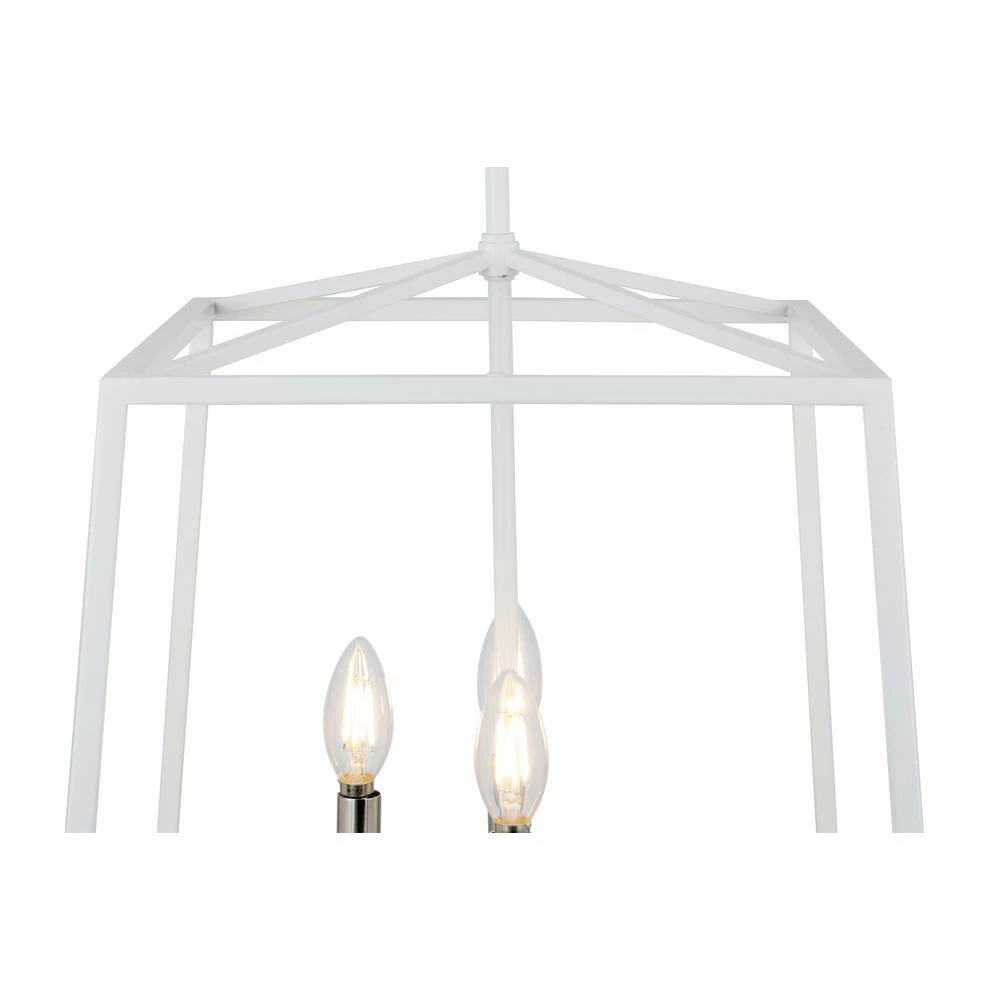 16 in. W 4-Light Matte White Cage Pendant by Home Decorators Collection 10 16 in. W 4-Light Matte White Cage Pendant by Home Decorators Collection - Image 8