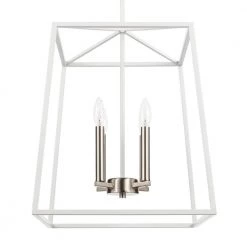 16 in. W 4-Light Matte White Cage Pendant by Home Decorators Collection 15 16 in. W 4-Light Matte White Cage Pendant by Home Decorators Collection -Outlet Home Decorators Collection Store matte white home decorators collection chandeliers kvv9904ax 01 40 1000