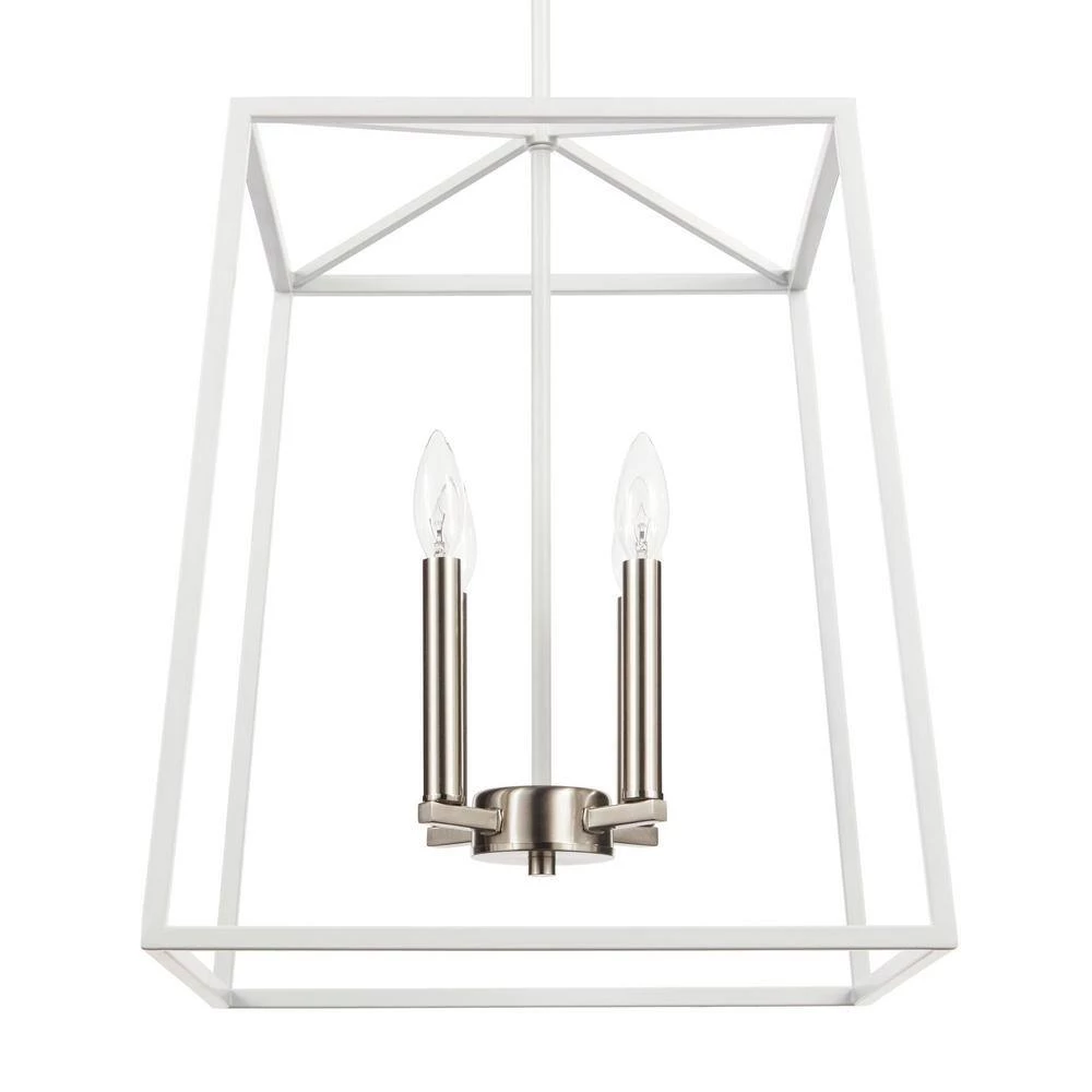16 in. W 4-Light Matte White Cage Pendant by Home Decorators Collection 5 16 in. W 4-Light Matte White Cage Pendant by Home Decorators Collection - Image 3