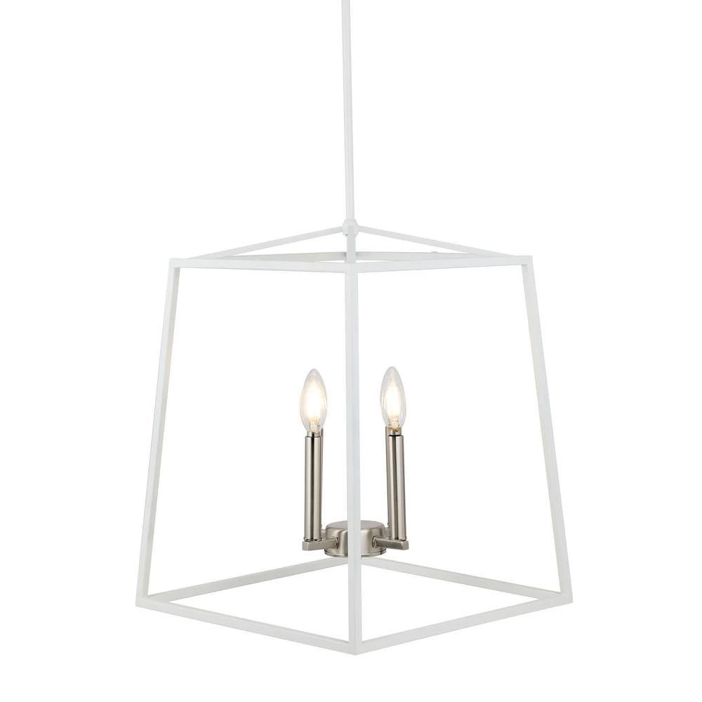 16 in. W 4-Light Matte White Cage Pendant by Home Decorators Collection 9 16 in. W 4-Light Matte White Cage Pendant by Home Decorators Collection - Image 7