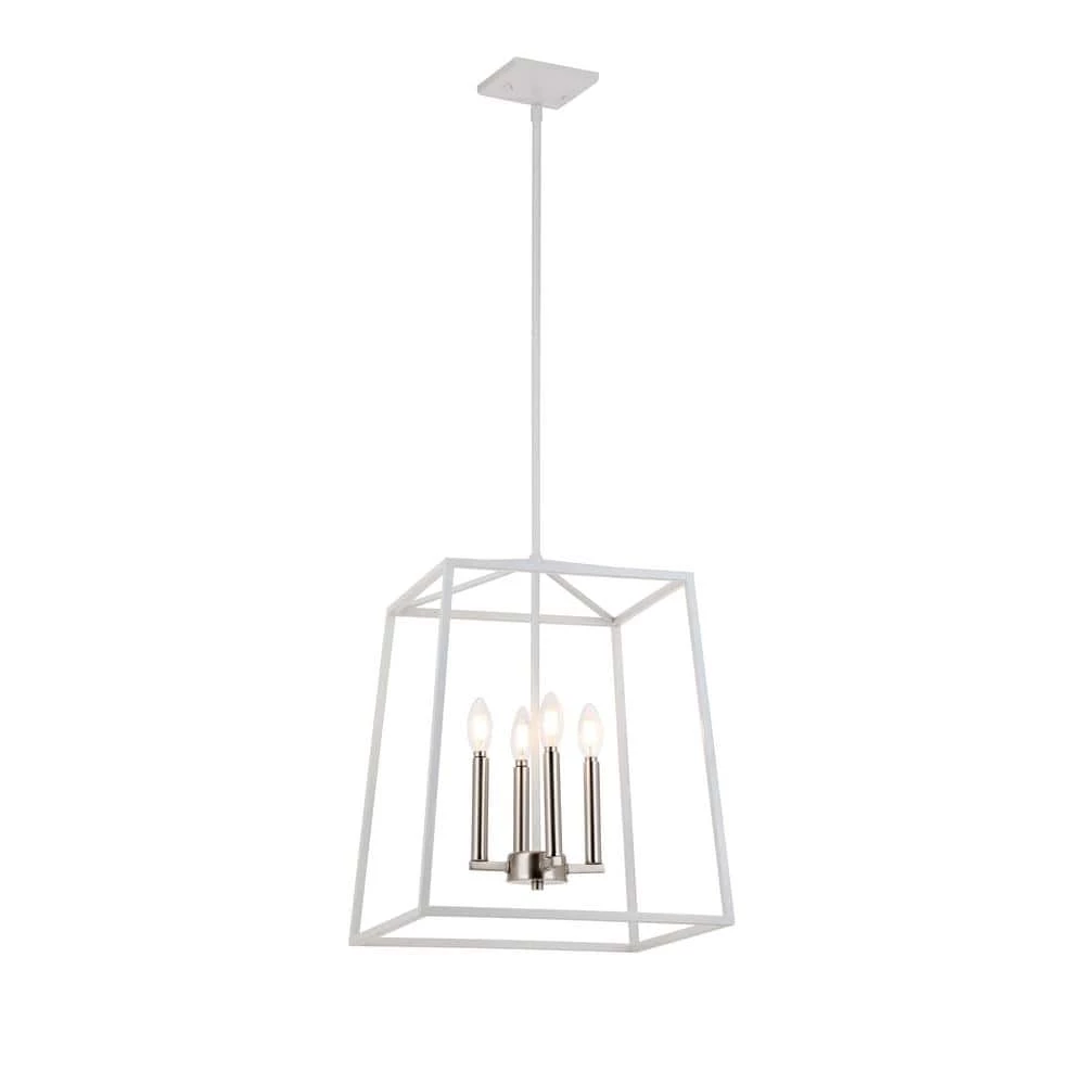 16 in. W 4-Light Matte White Cage Pendant by Home Decorators Collection 3 16 in. W 4-Light Matte White Cage Pendant by Home Decorators Collection