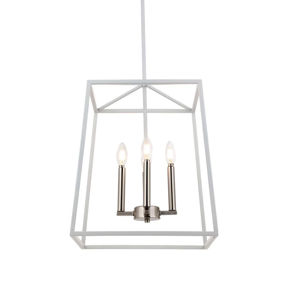 16 in. W 4-Light Matte White Cage Pendant by Home Decorators Collection 8 16 in. W 4-Light Matte White Cage Pendant by Home Decorators Collection - Image 6