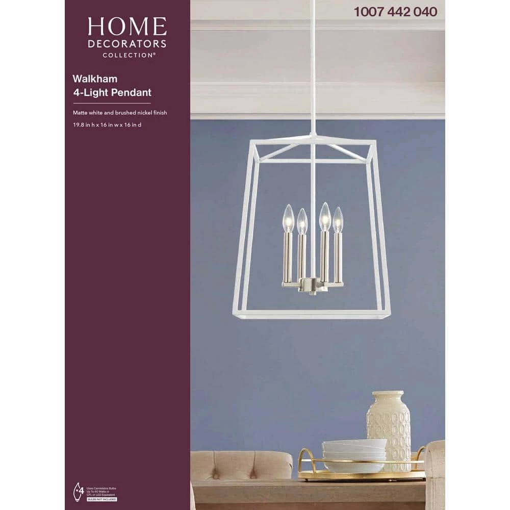 16 in. W 4-Light Matte White Cage Pendant by Home Decorators Collection 4 16 in. W 4-Light Matte White Cage Pendant by Home Decorators Collection - Image 2