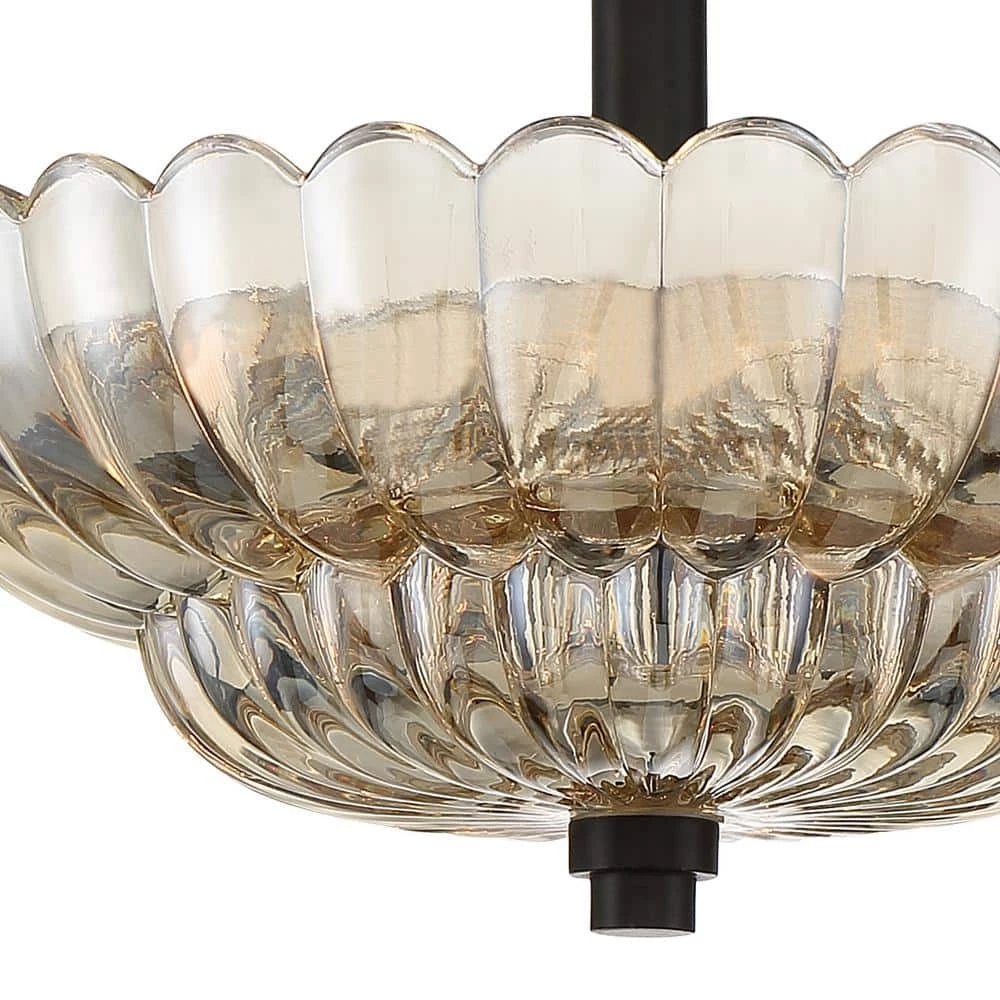 Adaview 11.75 in. 3-Light Mottled Cocoa Semi-Flush Mount by Home Decorators Collection 4 Adaview 11.75 in. 3-Light Mottled Cocoa Semi-Flush Mount by Home Decorators Collection - Image 2