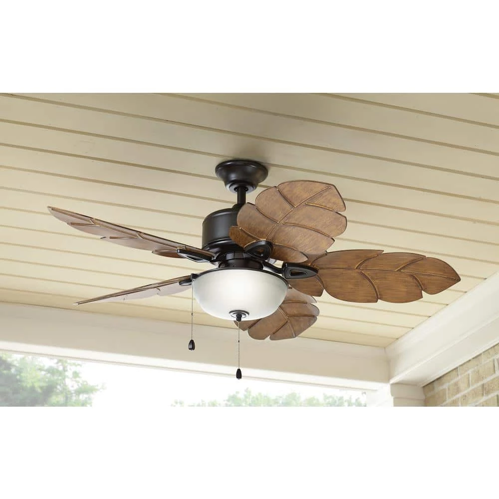 Palm Cove 52 in. Indoor/Outdoor LED Natural Iron Ceiling Fan with Light Kit, Downrod and Reversible Motor by Home Decorators Collection 4 Palm Cove 52 in. Indoor/Outdoor LED Natural Iron Ceiling Fan with Light Kit, Downrod and Reversible Motor by Home Decorators Collection - Image 2