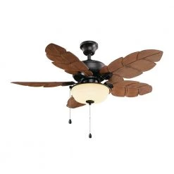 Palm Cove 44 in. Indoor/Outdoor LED Natural Iron Ceiling Fan with Light Kit, Downrod and Reversible Motor by Home Decorators Collection -Outlet Home Decorators Collection Store natural iron home decorators collection ceiling fans with lights 51544 1d 1000