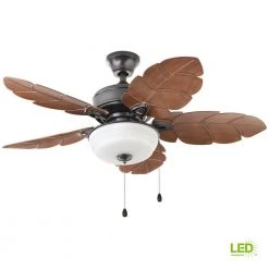 Palm Cove 44 in. Indoor/Outdoor LED Natural Iron Ceiling Fan with Light Kit, Downrod and Reversible Motor by Home Decorators Collection -Outlet Home Decorators Collection Store natural iron home decorators collection ceiling fans with lights 51544 77 1000