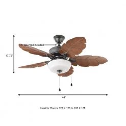 Palm Cove 44 in. Indoor/Outdoor LED Natural Iron Ceiling Fan with Light Kit, Downrod and Reversible Motor by Home Decorators Collection -Outlet Home Decorators Collection Store natural iron home decorators collection ceiling fans with lights 51544 a0 1000