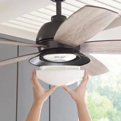 Ackerly 52 in. Indoor/Outdoor Integrated LED Natural Iron Damp Rated Ceiling Fan with Light Kit and Remote Control by Home Decorators Collection -Outlet Home Decorators Collection Store natural iron home decorators collection ceiling fans with lights 56014 77 1000