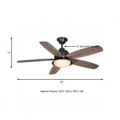 Ackerly 52 in. Indoor/Outdoor Integrated LED Natural Iron Damp Rated Ceiling Fan with Light Kit and Remote Control by Home Decorators Collection -Outlet Home Decorators Collection Store natural iron home decorators collection ceiling fans with lights 56014 a0 1000