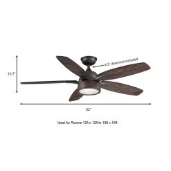 Parkridge 52 in. LED Natural Iron Ceiling Fan With Light and Remote Control by Home Decorators Collection -Outlet Home Decorators Collection Store natural iron home decorators collection ceiling fans with lights yg614 ni 40 1000