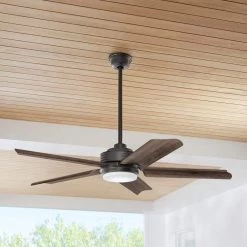 Hansfield 56 in. LED Outdoor Natural Iron Ceiling Fan with Remote Control by Home Decorators Collection -Outlet Home Decorators Collection Store natural iron home decorators collection ceiling fans with lights yg656 ni 40 1000