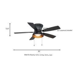 Banneret 52 in. LED Natural Iron Ceiling Fan with Light by Home Decorators Collection -Outlet Home Decorators Collection Store natural iron home decorators collection ceiling fans with lights yg730 ni a0 1000