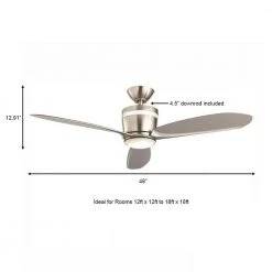Federigo 48 in. Integrated LED Indoor Nickel Ceiling Fan with Light Kit and Remote Control by Home Decorators Collection -Outlet Home Decorators Collection Store nickel home decorators collection ceiling fans with lights sw1618bn 1f 1000