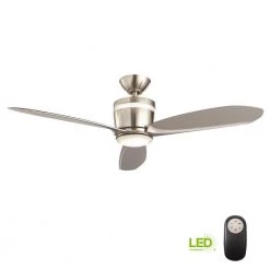 Federigo 48 in. Integrated LED Indoor Nickel Ceiling Fan with Light Kit and Remote Control by Home Decorators Collection -Outlet Home Decorators Collection Store nickel home decorators collection ceiling fans with lights sw1618bn 77 1000