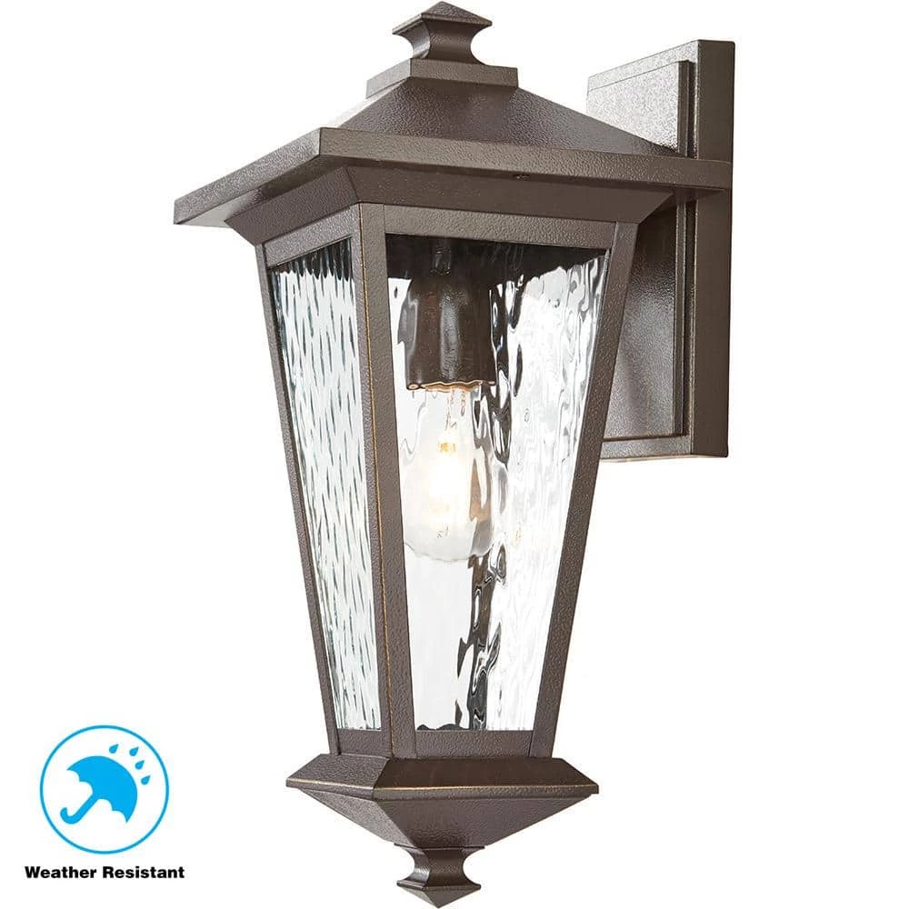 1-Light Oil Rubbed Bronze with Gold Highlights Outdoor 6.5 in. Wall Lantern Sconce with Clear Water Glass by Home Decorators Collection 5 1-Light Oil Rubbed Bronze with Gold Highlights Outdoor 6.5 in. Wall Lantern Sconce with Clear Water Glass by Home Decorators Collection - Image 3