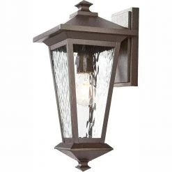 1-Light Oil Rubbed Bronze with Gold Highlights Outdoor 6.5 in. Wall Lantern Sconce with Clear Water Glass by Home Decorators Collection
