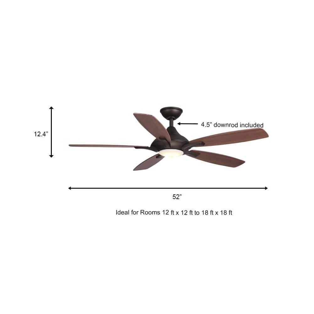 Petersford 52 in. Integrated LED Indoor Oil Rubbed Bronze Ceiling Fan with Light Kit and Remote Control by Home Decorators Collection 6 Petersford 52 in. Integrated LED Indoor Oil Rubbed Bronze Ceiling Fan with Light Kit and Remote Control by Home Decorators Collection - Image 4